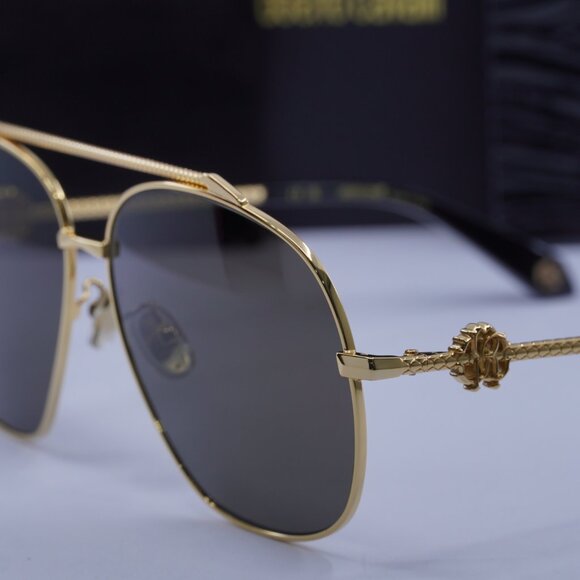 Roberto Cavalli SRC008V 400P Aviator Sunglasses – Yellow Gold/Grey Polarized - Picture 2 of 10